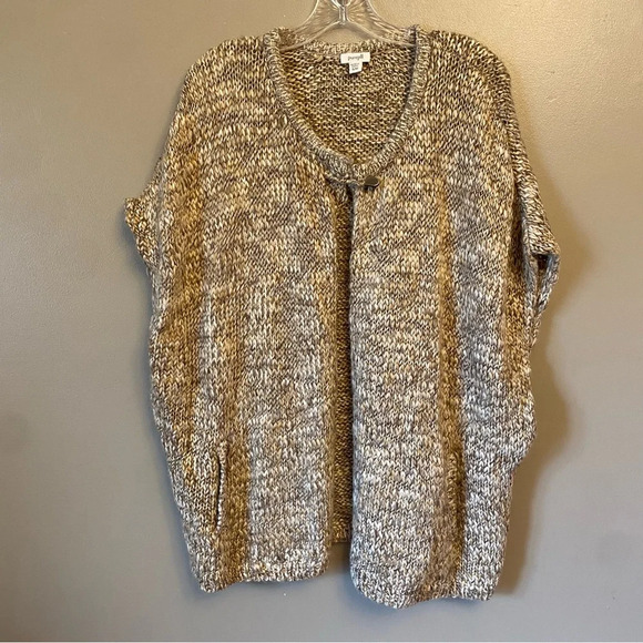 Pure Jill Womens Sweater Vest Small Med Kimono Beige Knit Cardigan Wool Alpaca - Picture 1 of 10